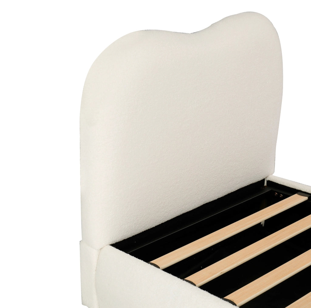 Letto imbottito per bambini bouclé beige con contenitore