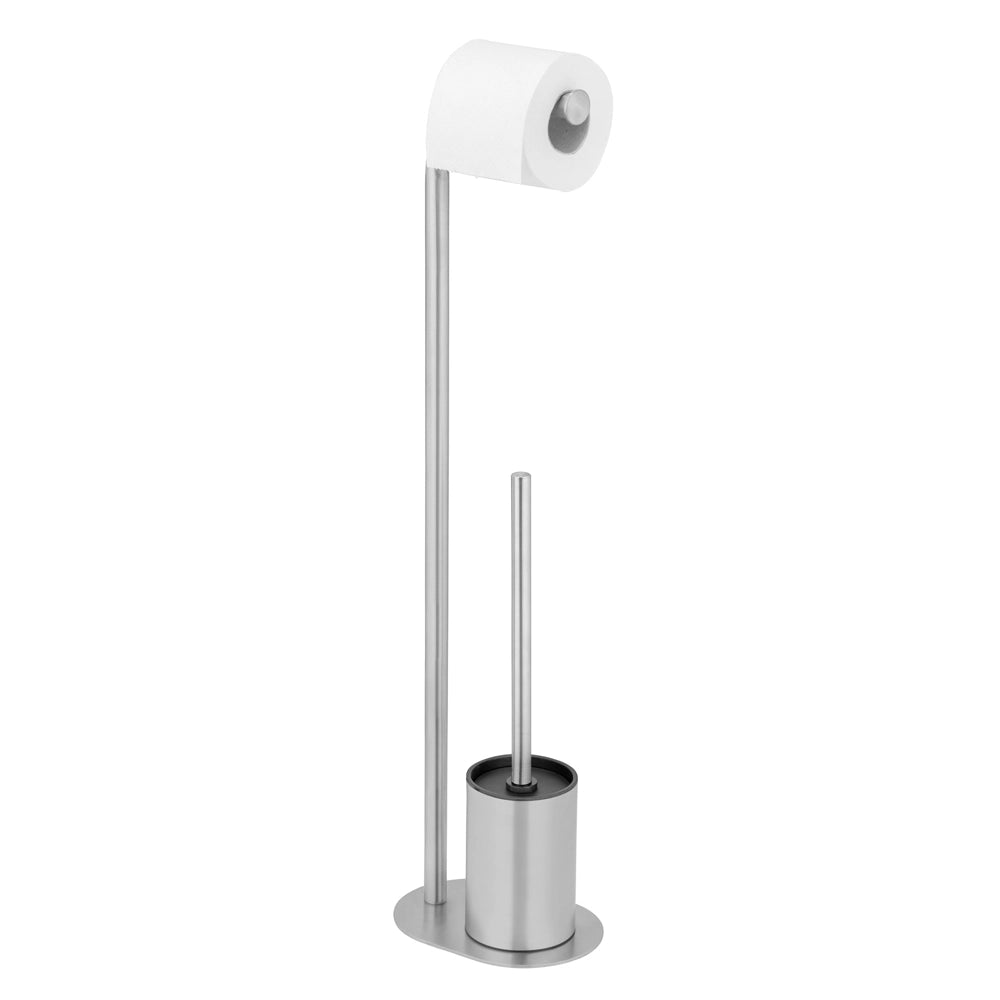 Piantana portarotolo e portascopino wc in acciaio inox satinato