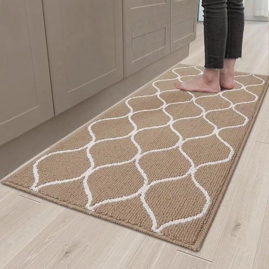 Tappeto Antiscivolo per Cucina 60 x 120 cm - Lavabile e Resistente ai Rifiuti Cucina Beige