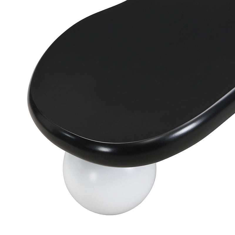 Tavolino da caffè 95x62.5x32 cm; luci LED a 16 colori; angoli arrotondati; MDF; nero e bianco