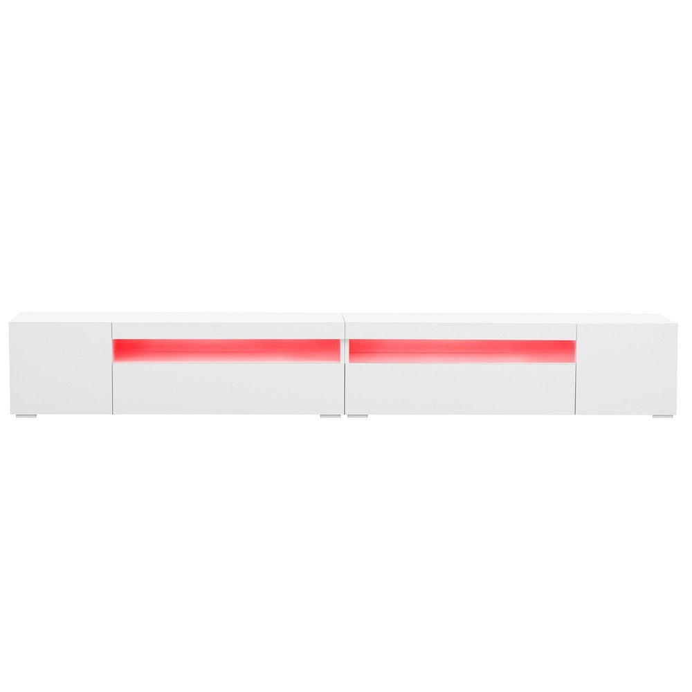 Mobile TV Bianco con LED ¨C Xylo ¨C Legno Lucido 240cm
