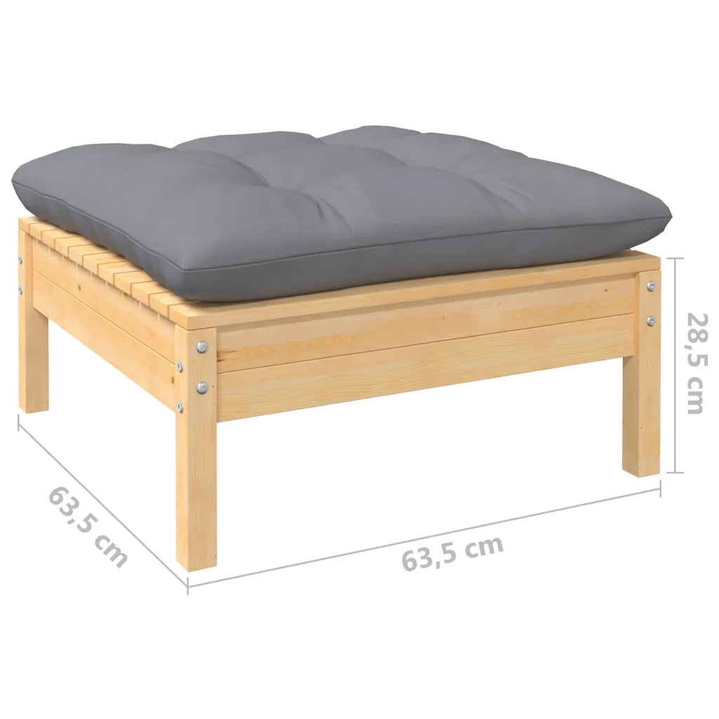 Set Divani da Giardino 9 pz con Cuscini Grigi Massello di Pino 3096736