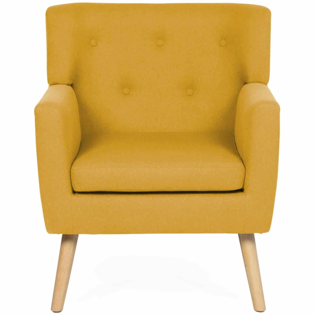 IDMarket - Poltrona scandinava in tessuto giallo senape LIV