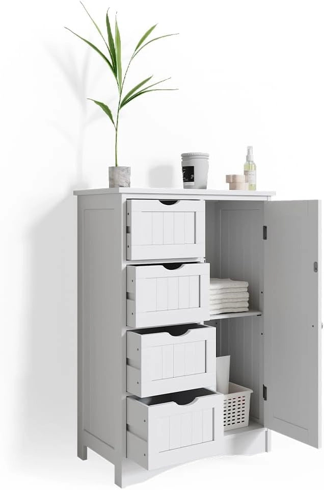 Cassettiera da bagno Bianco, Bianco, 55 x 81 cm, per conservare e abbinare con mobili da bagno Bianco