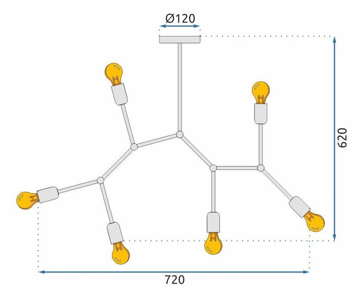 Lampada Da Soffitto Nera Metallo Loft APP737-6C Black