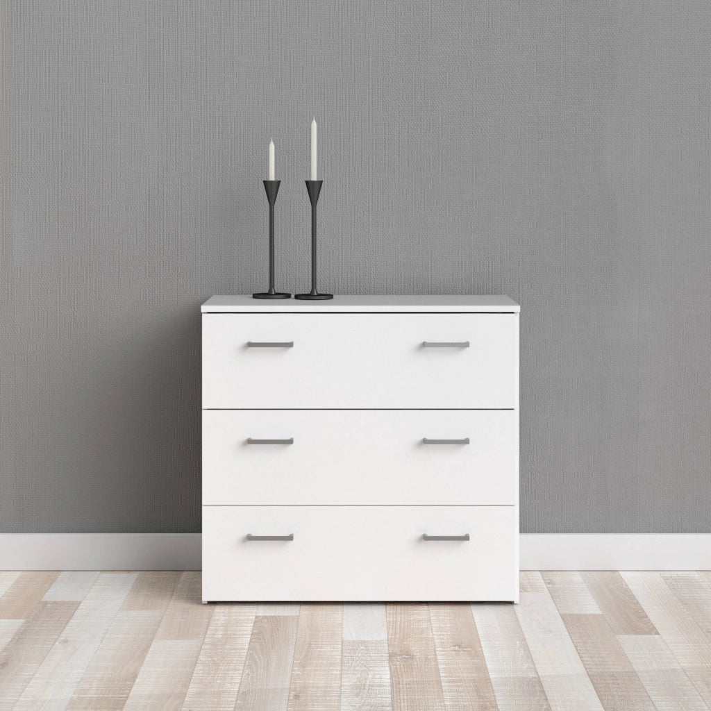 Cassettiera a tre cassetti con Adal, colore bianco, cm 74 x 69 x 36