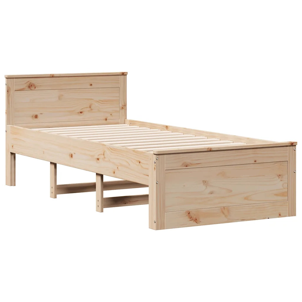 Letto Libreria senza Materasso 90x190 cm Legno Massello Pino 3308942