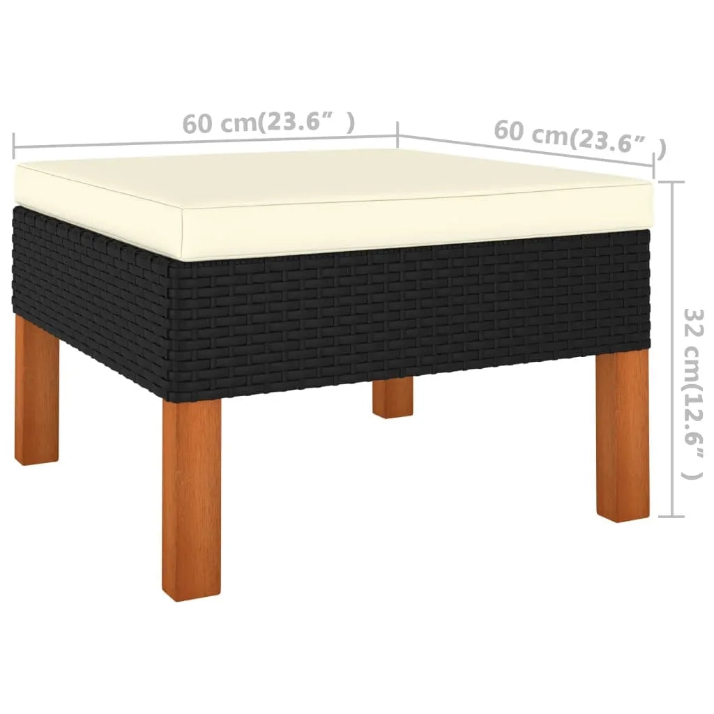 Set di Divani da Giardino 3 pz-Sofa da giardino Polyrattan Massello di Eucalipto 103842