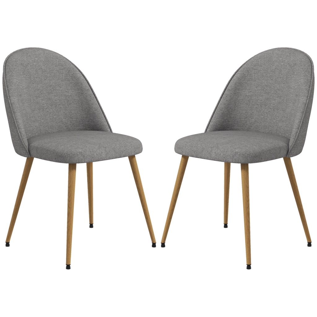 Set 2 Sedie da Pranzo Imbottite in Tessuto con Gambe in Metallo ¨C Zephmum ¨C Grigio 50x52x83 cm