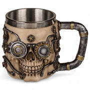Accessorio Steampunk - Testa di Cane in Acciaio Inossidabile - Diametro 12 cm - Altezza 20 cm - Ingresso 3D - Contenitore 400 ml