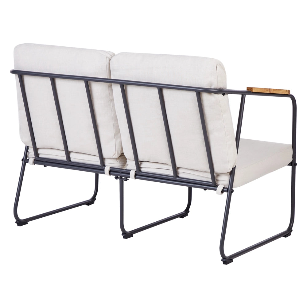 Set da giardino 4 posti in acciaio con tavolo beige chiaro stile industriale