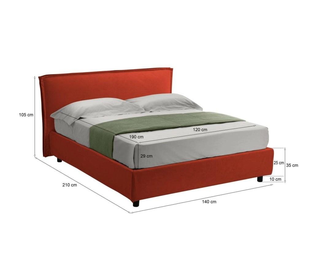 Broni, Letto Alla Francese Materasso Incluso Made in Italy, Arancione