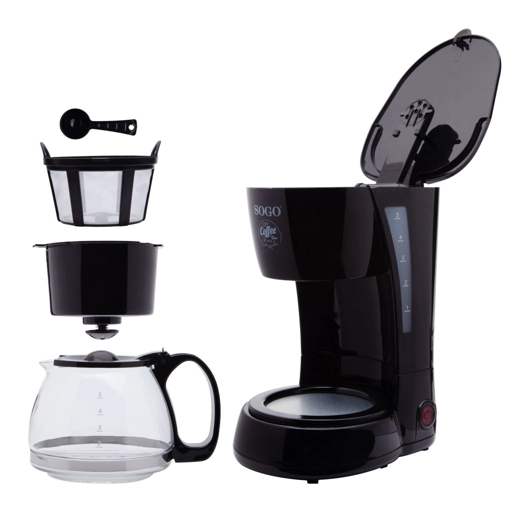 Macchina caffè americano elettrica a goccia, caraffa vetro termoresistente 0,6L, filtro permanente 650W 4 tazze - SOGO