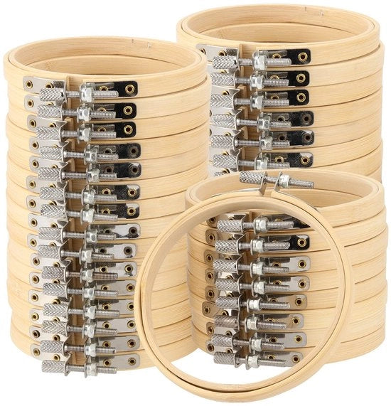 Borduurring a mano 15,5 cm - Borduurring in bambù - Chiusure in acciaio inossidabile - Ideale per il fai da te - Lame affilate - Superficie liscia - Manico per cucire a mano