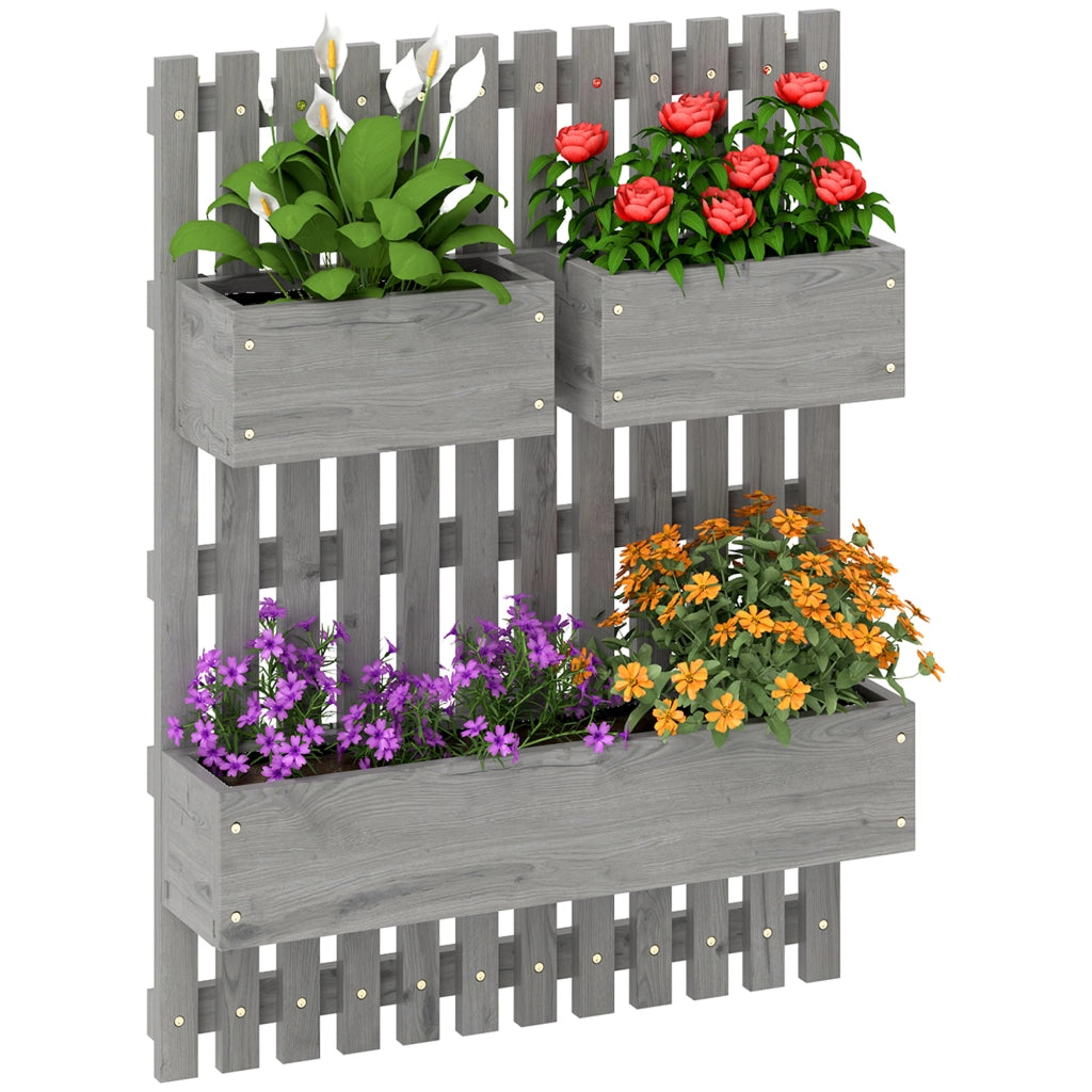 Giardino murale 3 bacs ¨C Minimal ¨C grigio legno 60x16x80 cm