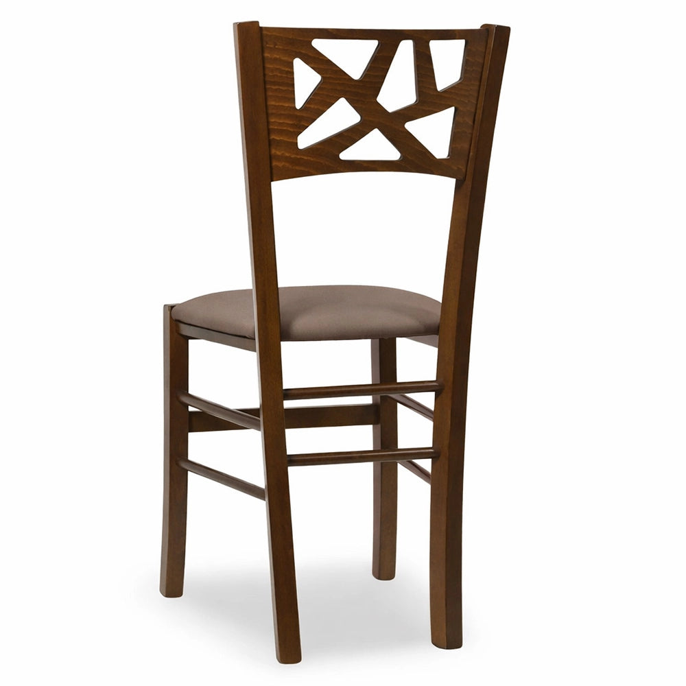Sedie sala pranzo Sissy in legno noce scuro seduta imbottita tortora set da 2
