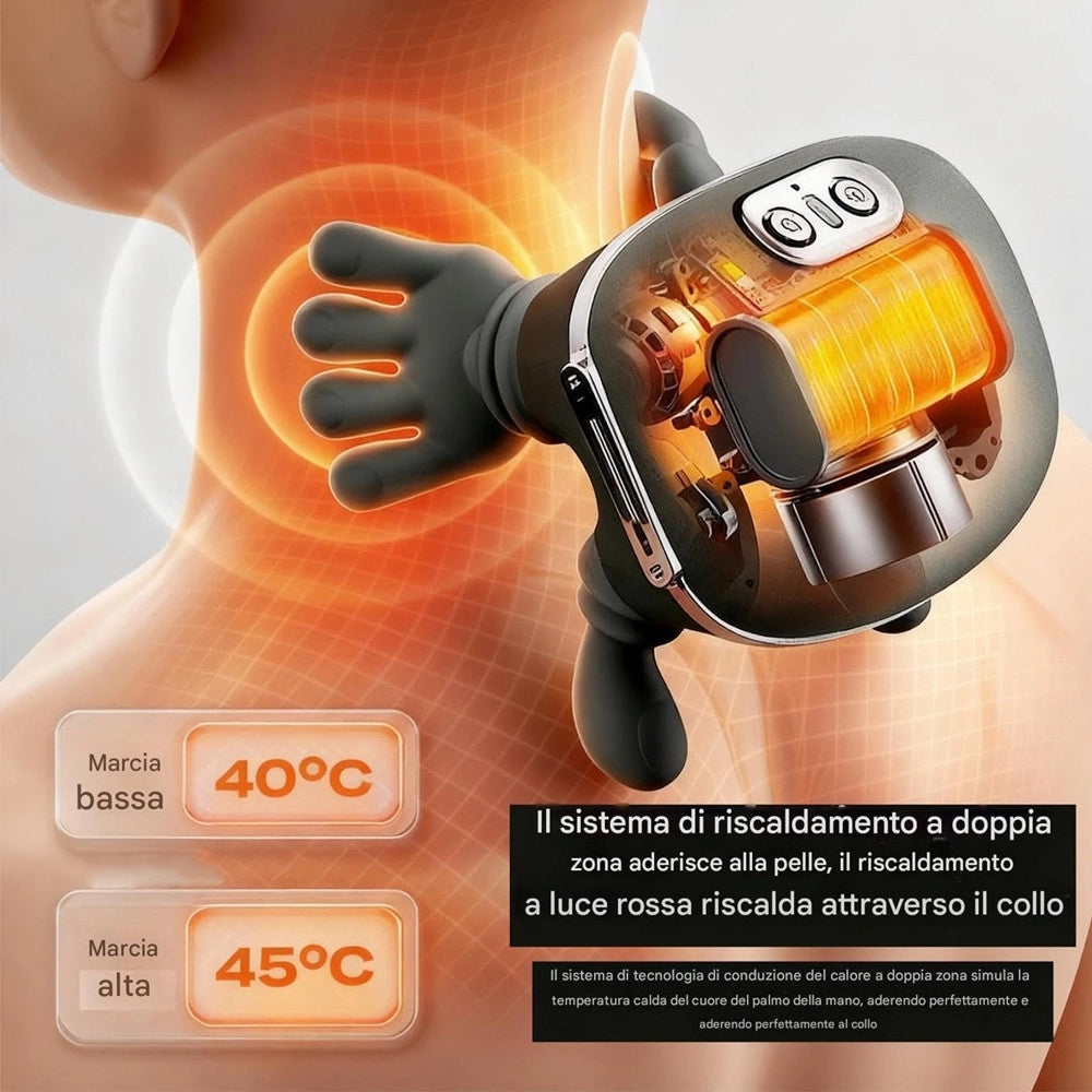Trade Shop - Massaggiatore Cervicale Con Manine Massaggio Elettrico Shiatsu Schiena Collo Spalle Dolore -