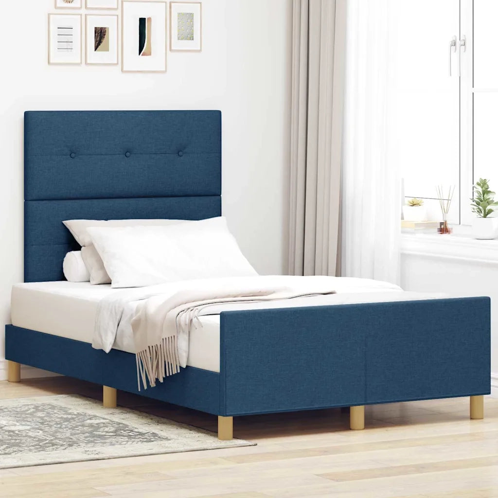 Struttura del letto con testiera-Giroletto Blu 120 x 200 cm Tessuto 501056