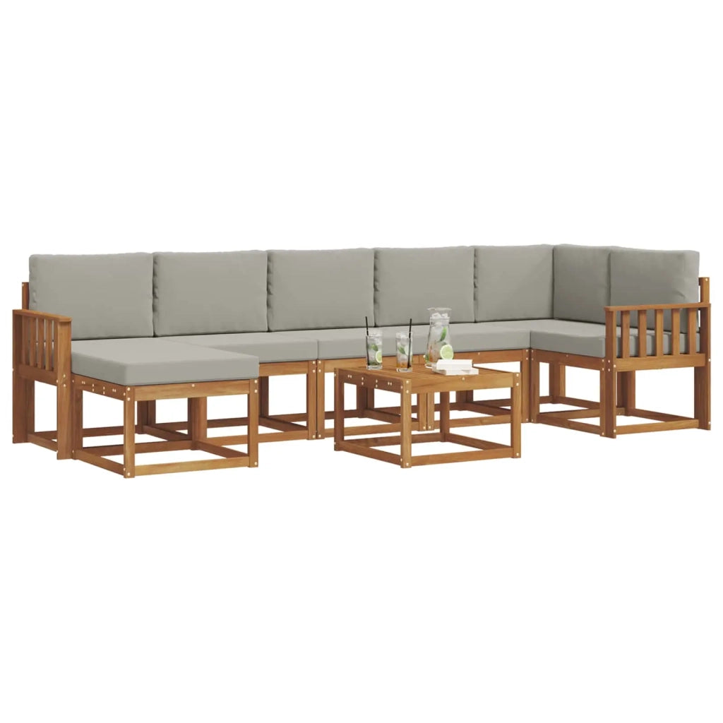 Set di divani da esterno 8 pcs Grigio Naturale e Chiaro 3366739