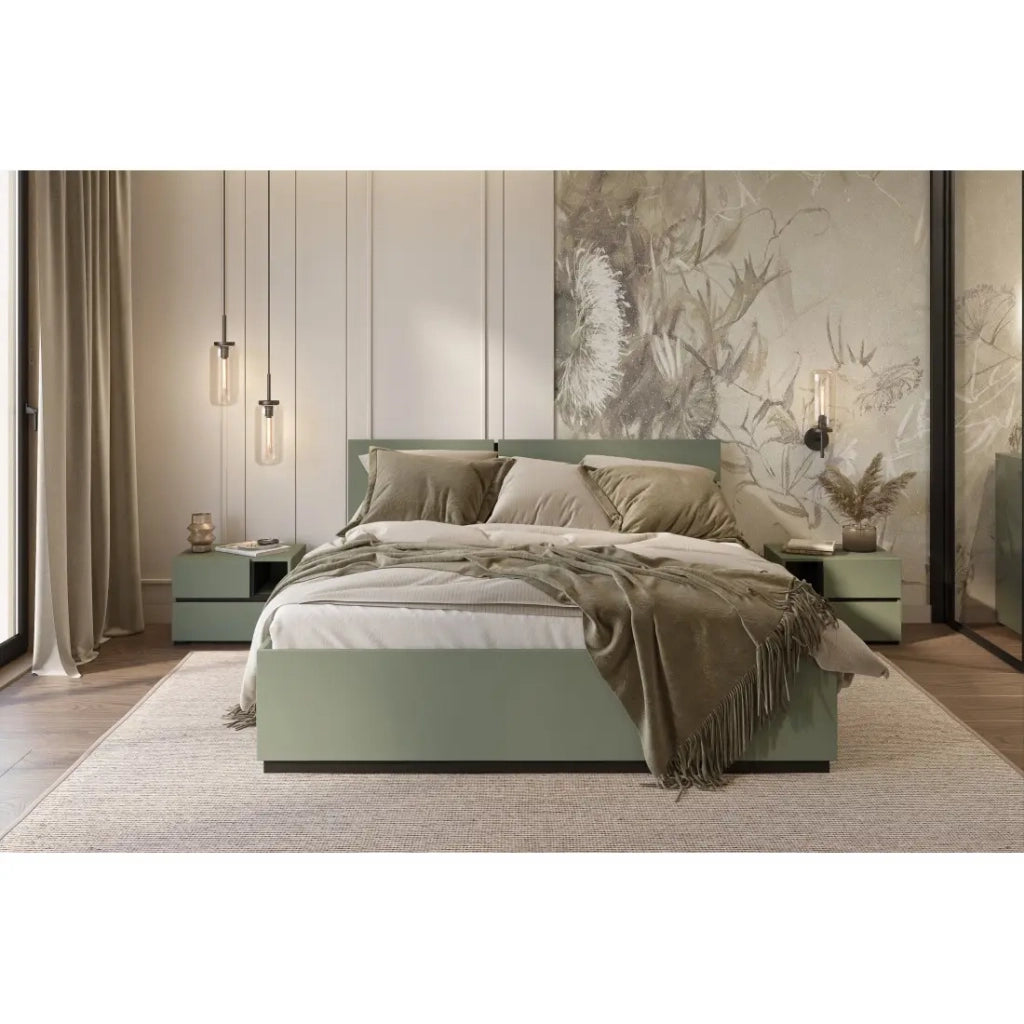 Letto HAVANA 180x200 verde salvia e nero con doghe – Comfort XL e stile moderno per la tua camera