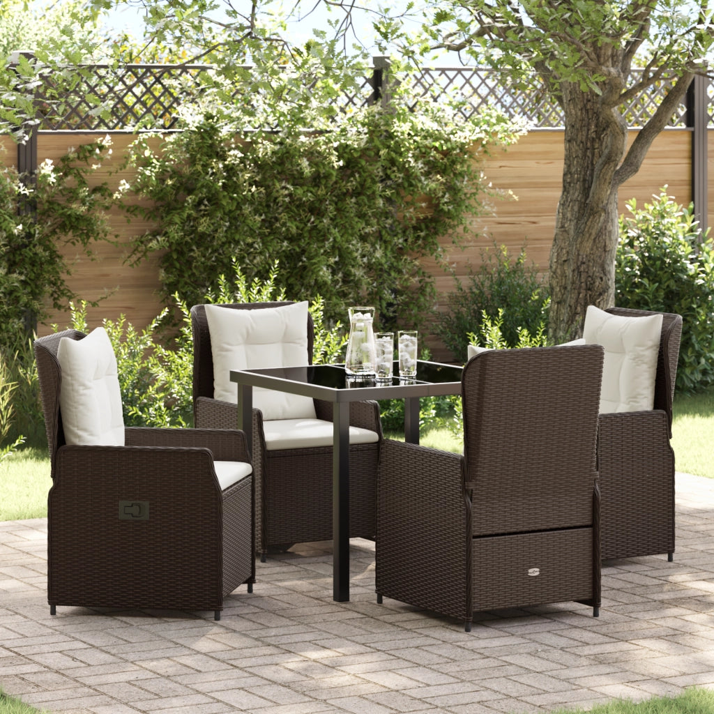 Set da pranzo da giardino  5 pezzi in rattan poliestere marrone