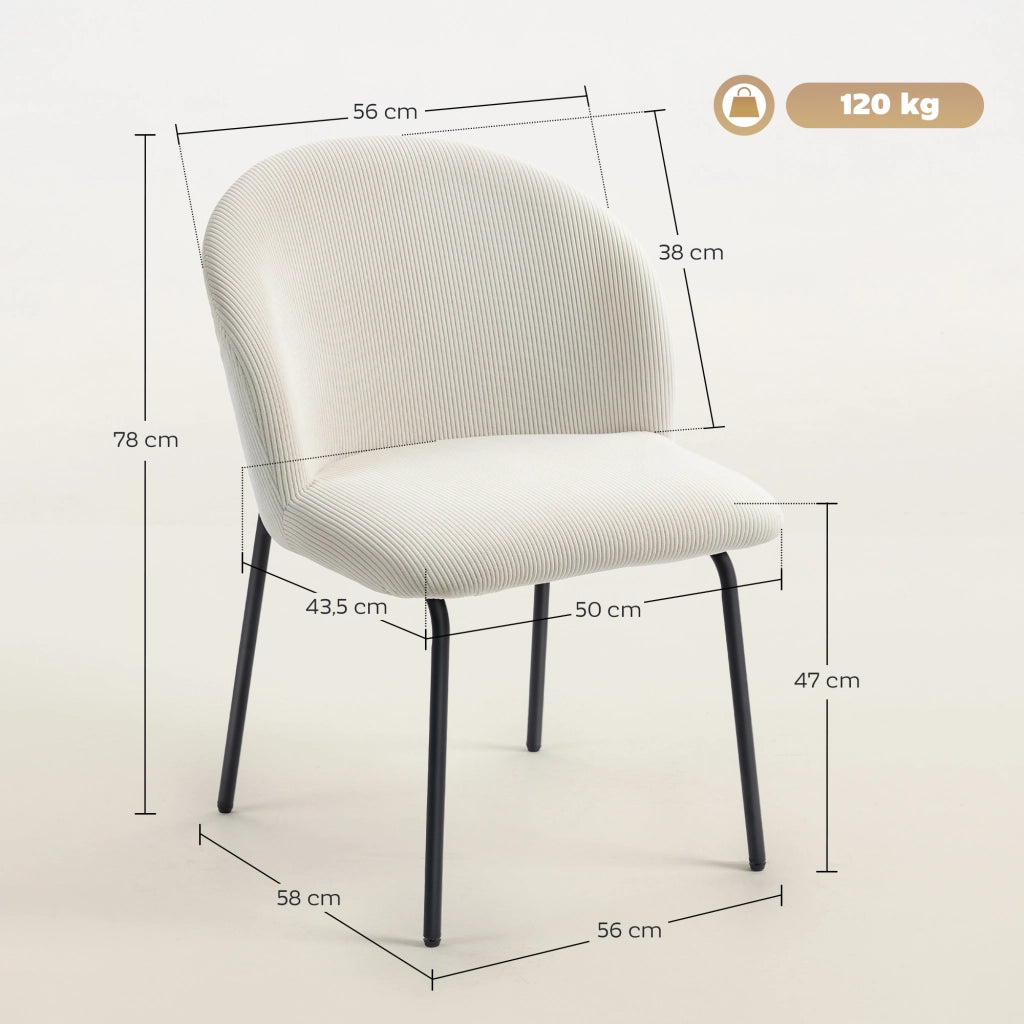 Sedia da pranzo in velluto ¨C zephmum ¨C 56x58x78, crema
