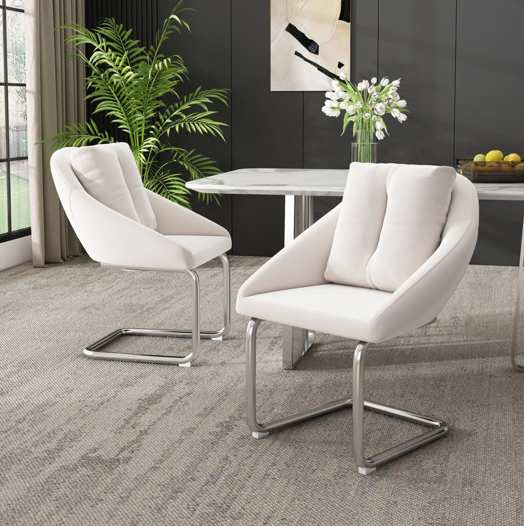Set di 6 sedie in velluto beige con struttura in metallo; ergonomiche e confortevoli
