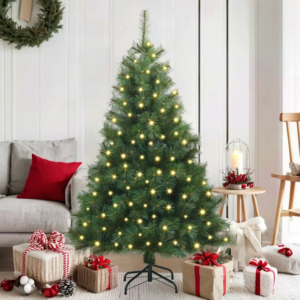 Albero di Natale | Decorazioni natalizie artificiale con 150 LED Verde 150 cm PE e PVC