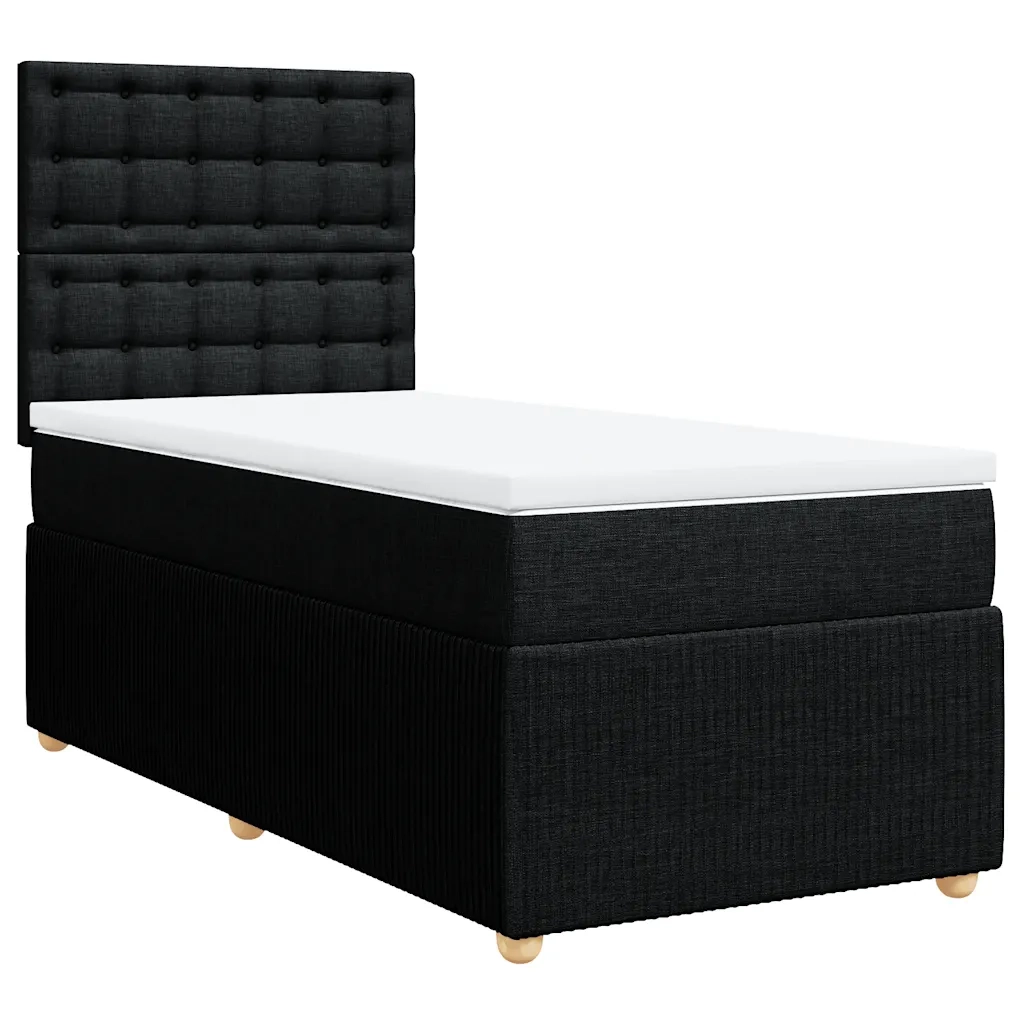 Giroletto a Molle con Materasso Nero 90x190 cm in Tessuto