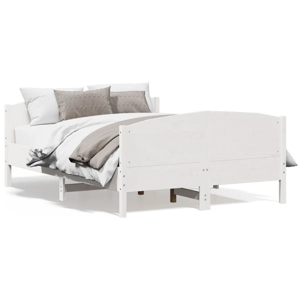Giroletto con Testiera Bianco 120x200 cm Legno Massello di Pinocod mxl 87353