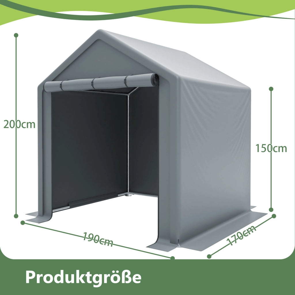 Ricovero Per Biciclette - Struttura Stabile - 190x170x200 Cm - Acciaio Zincato - Grigio Scuro
