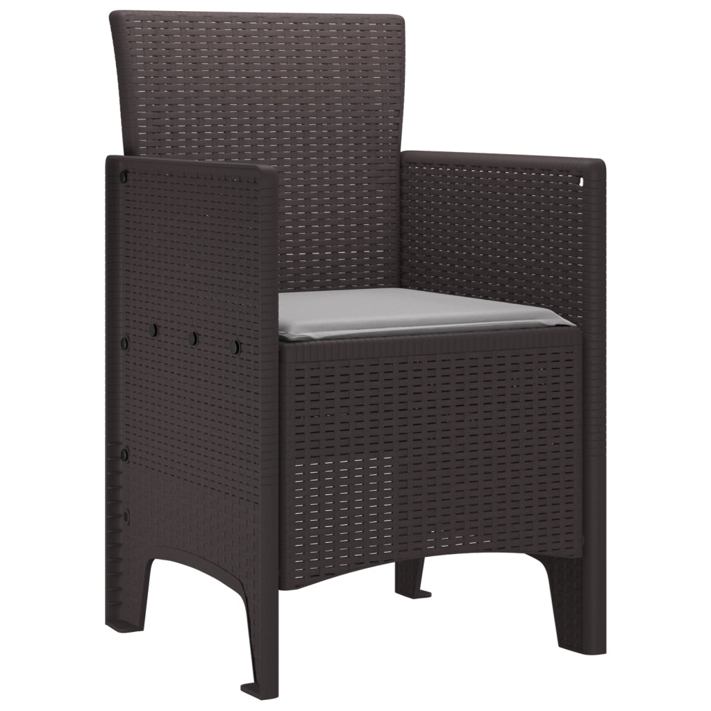 Sedie da Giardino con Cuscini 2 pezzi Marrone Polyrattan