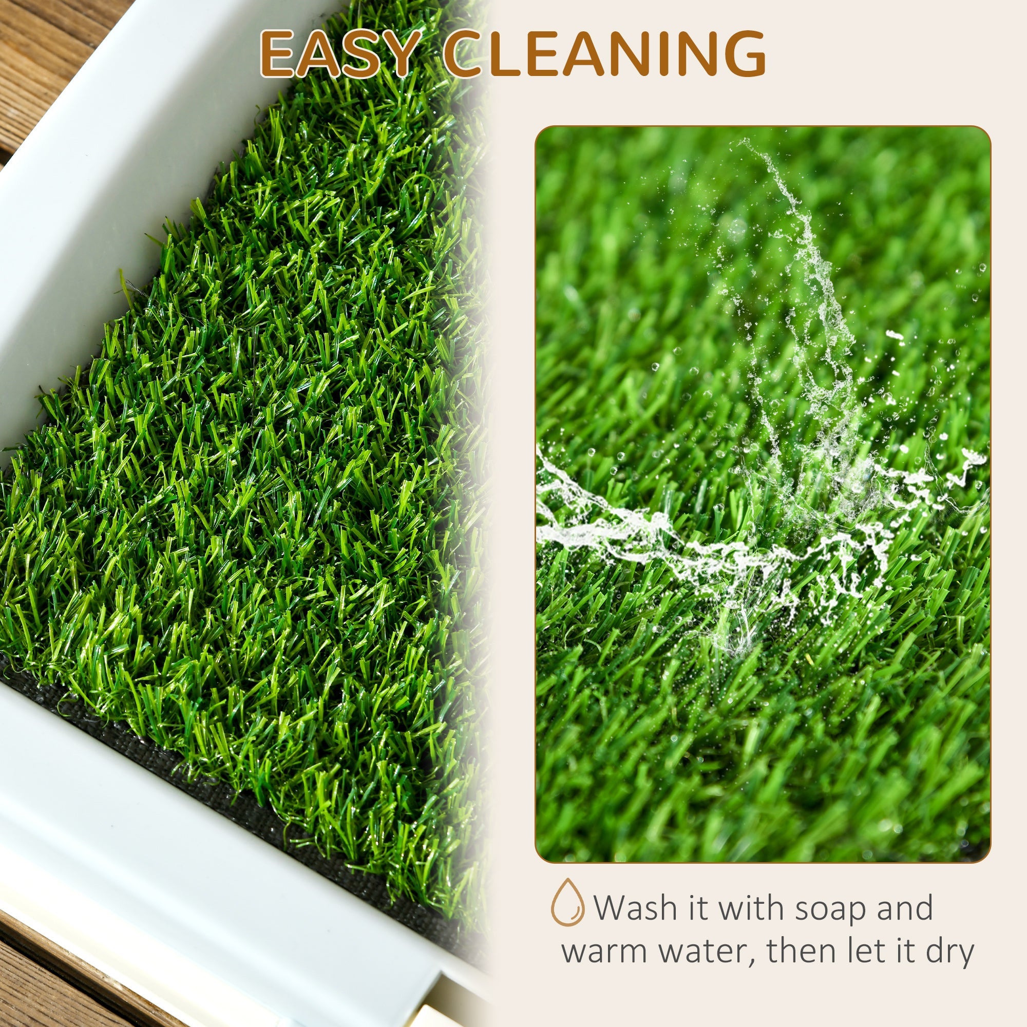 Lettiera per Cani 3 Strati con Prato Sintetico 63x48,5x6 cm con Griglia e Vassoio Inferiore Blu-grigio Bianco e Verde