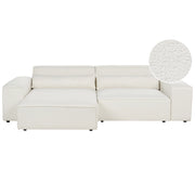 Divano angolare modulare a 2 posti a destra Divano componibile in boucle bianco con gambe nere Soggiorno moderno