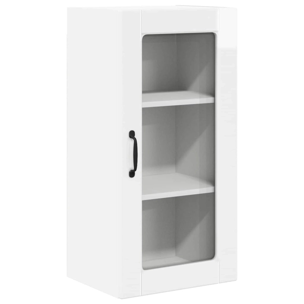 Set di 2 pratici pensili da cucina 40 x 31 x 80 cm stile moderno minimalista in legno composito bianco lucido 02_0054013