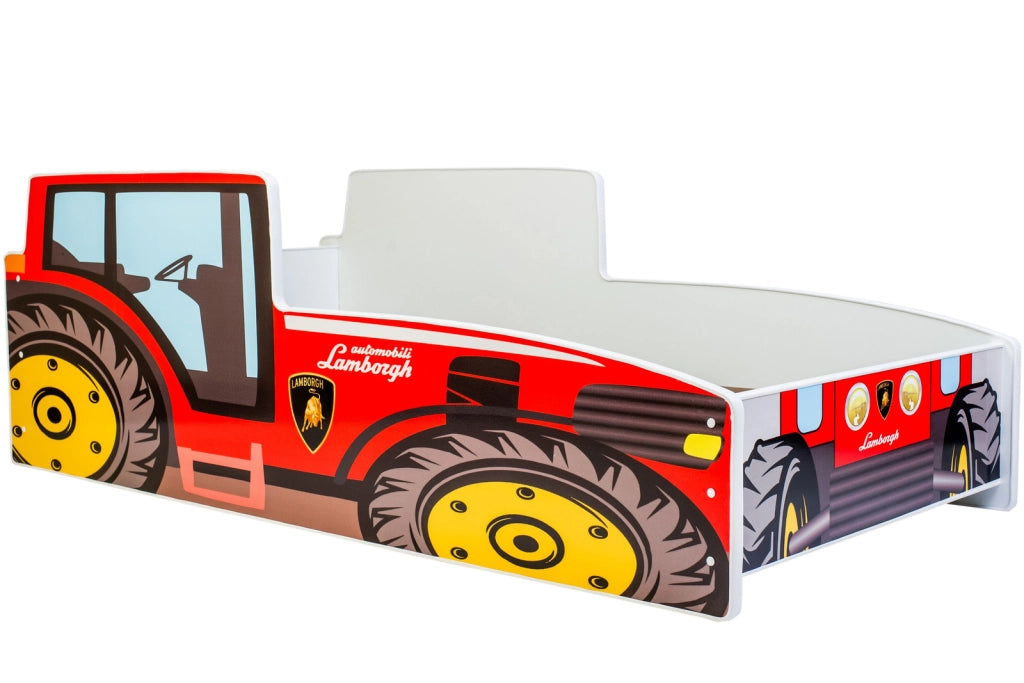 Letto per bambini Trattore rosso 140x70 con materasso