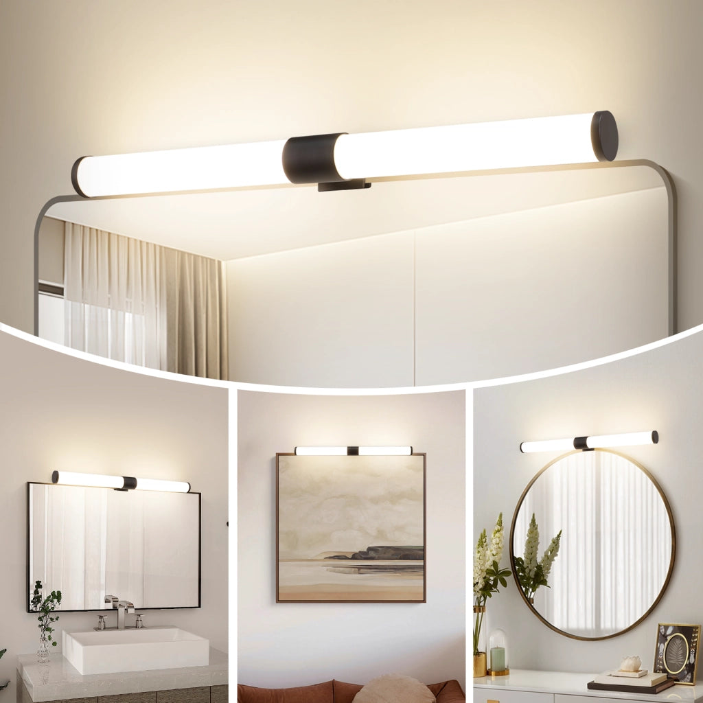 ZMH Lampada da Bagno LED sopra Specchio 40 cm 6 W Nera IP44 4000K Luce Neutra Moderna per Armadio da Bagno