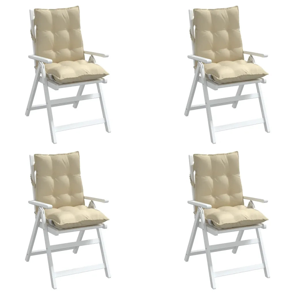 Cuscini per Sedia Schienale Basso 4 pz Beige in Tessuto Oxford