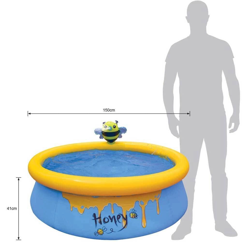 Piscina Gonfiabile Forma Ape Honey per Bambini 150cm con Doccia Spruzzo Giardino