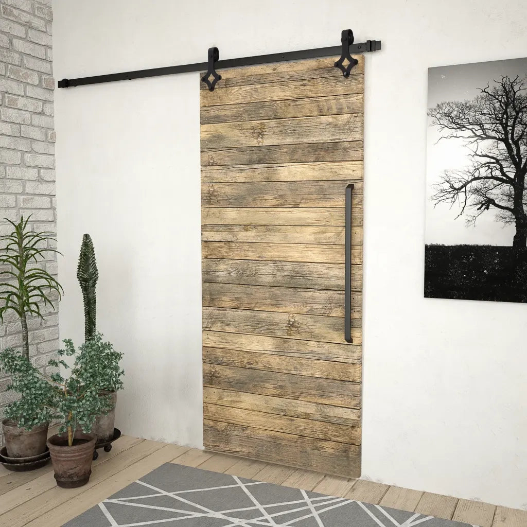 Kit di Binari per Porte Scorrevoli SKIEN 200 cm Acciaio Nero