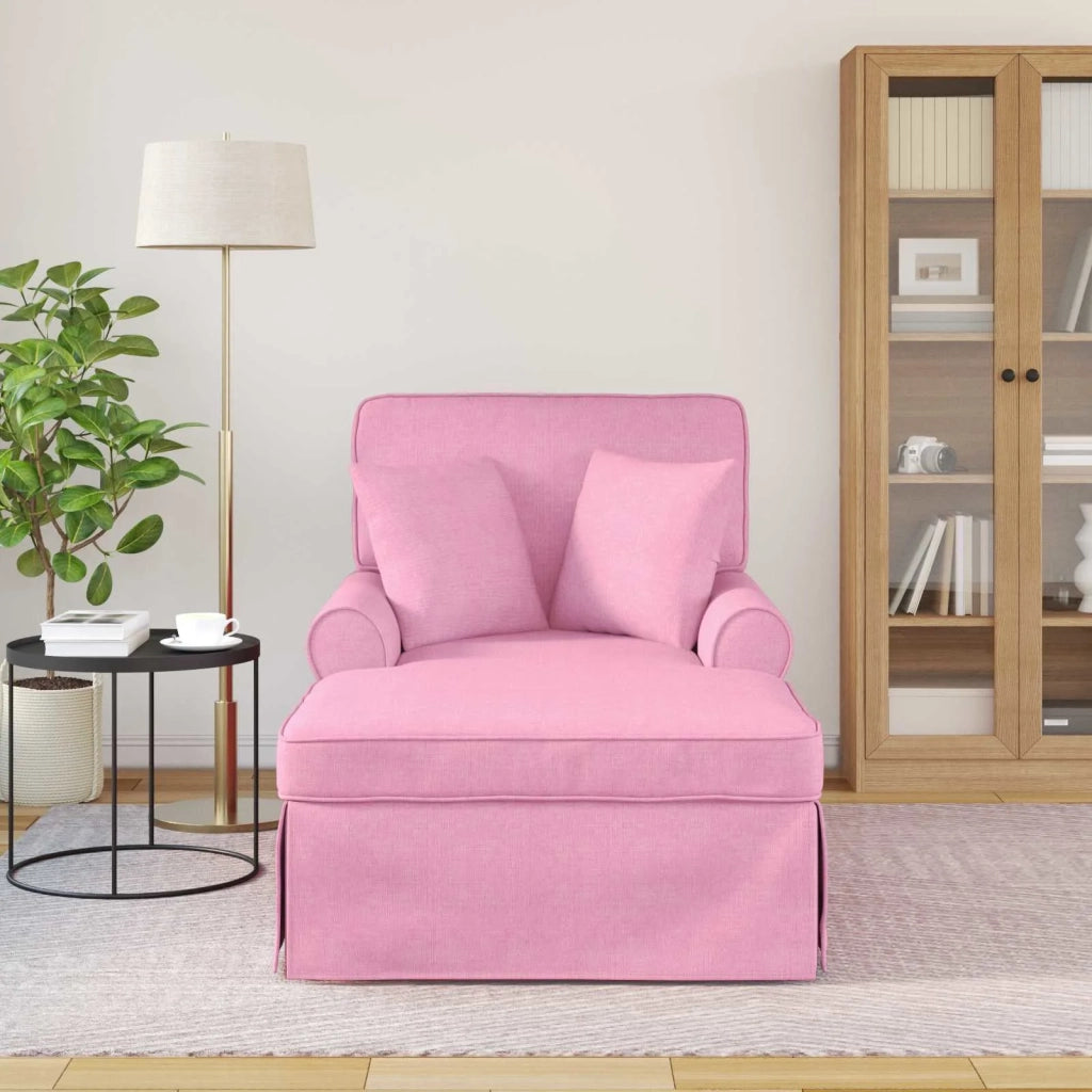 Chaise Longe con Gonna con cuscino 3 pcs Rosa Tessuto