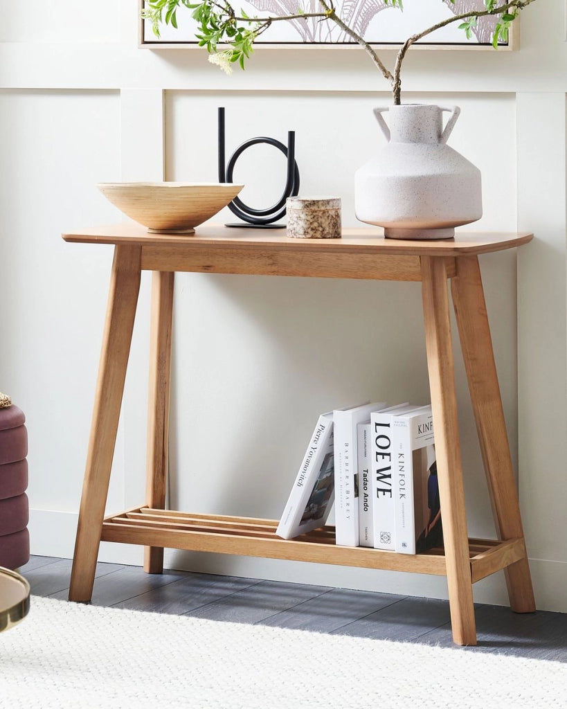 Consolle in legno MDF chiaro con ripiano Mobili da soggiorno con dal design tradizionale