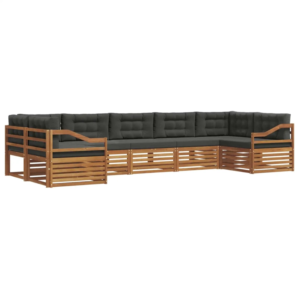 Set di divani da esterno con cuscino 7 pcs Naturale e Antracite