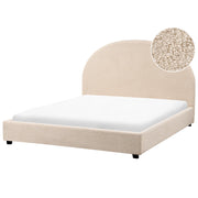 Letto matrimoniale ad acqua in tessuto bouclè beige 140 x 200 cm retrò minimalista