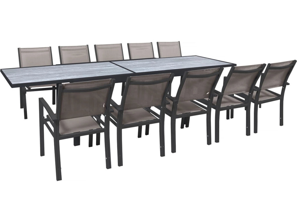Set da pranzo da giardino estensibile "Lagos" - 200/320 x 105 x 76 cm - Tortora - 10 posti