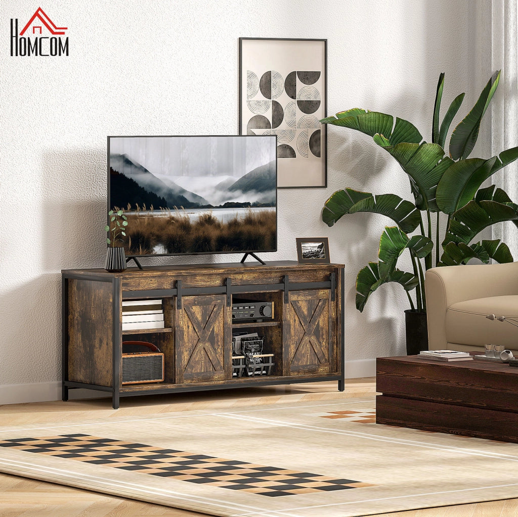 Mobile TV 120x40x54 cm con 6 vani e gestione cavi in compensato marrone
