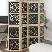 Divisorio Ambienti | Divider per stanze | Paravento 4 Pannelli Marrone e Nero Massello Paulownia