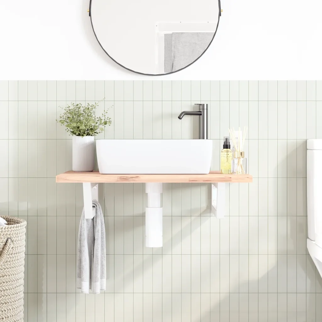 Reggimensole per Lavabo 2 pz Bianche Trapezio in Acciaio CFW7489835