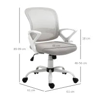 Sedia da Ufficio Basculante in Tessuto a Rete Grigio, Sedia da Scrivania Ergonomica e Girevole con Altezza Regolabile