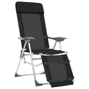 Sedie Campeggio Pieghevoli con Poggiapiedi 2pz Nero Textilene 360146